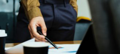 man presents smart home lead to lease data to an executive