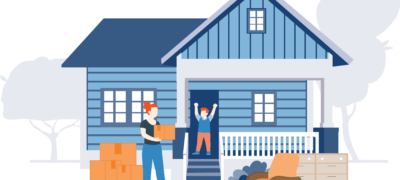 mother and son moving into their new home