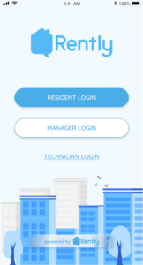 Technician Login Screen / App Screenshot Screenshot of App Screen showing Technicians log in button