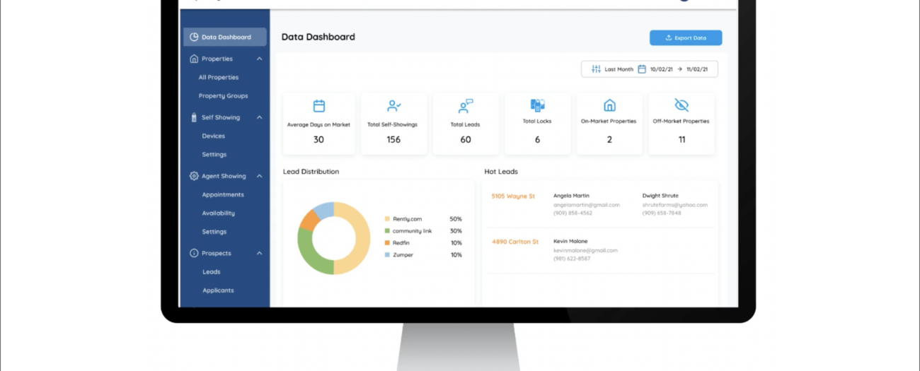 Laptop showing Rently Manager portal data dashboard Key Performance Indicators