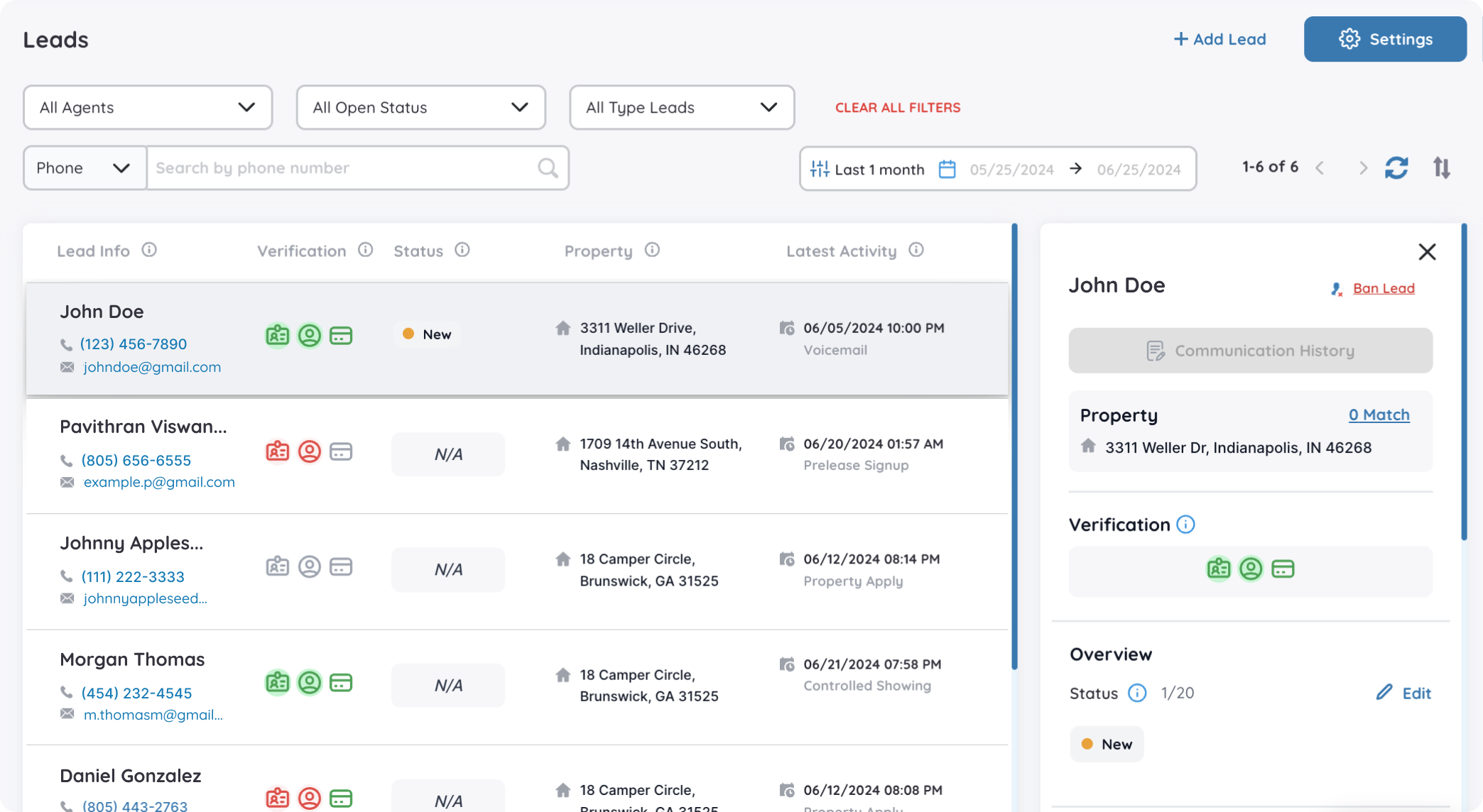 Lead Management Dashboard
